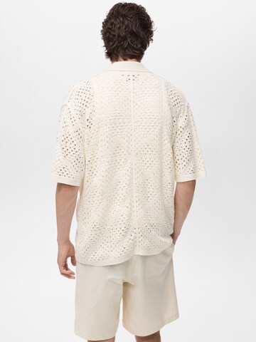 MANGO MAN Comfort fit Button Up Shirt 'CONCHA' in Beige