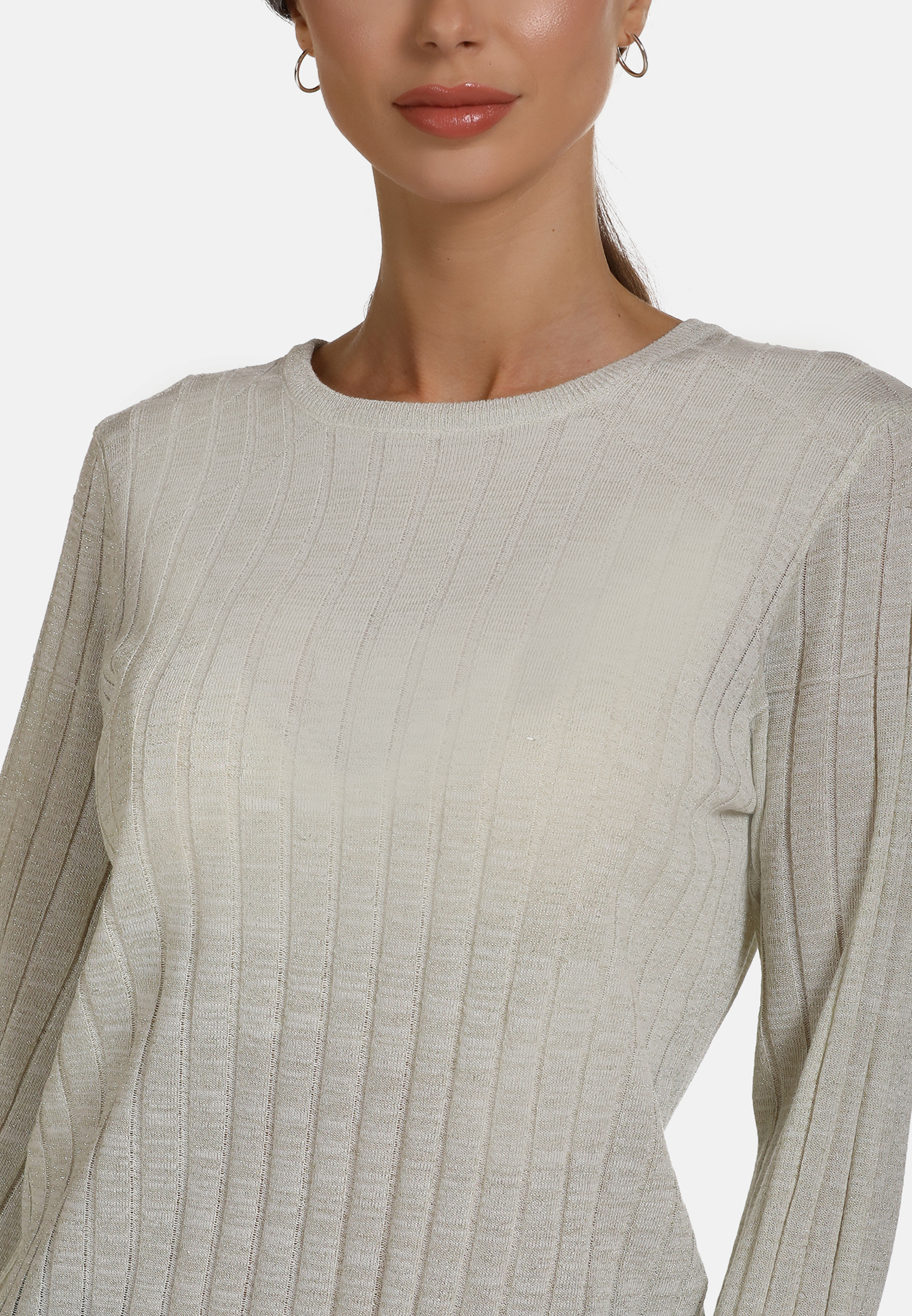 7qcYQ Donna faina Pullover in Bianco Naturale 