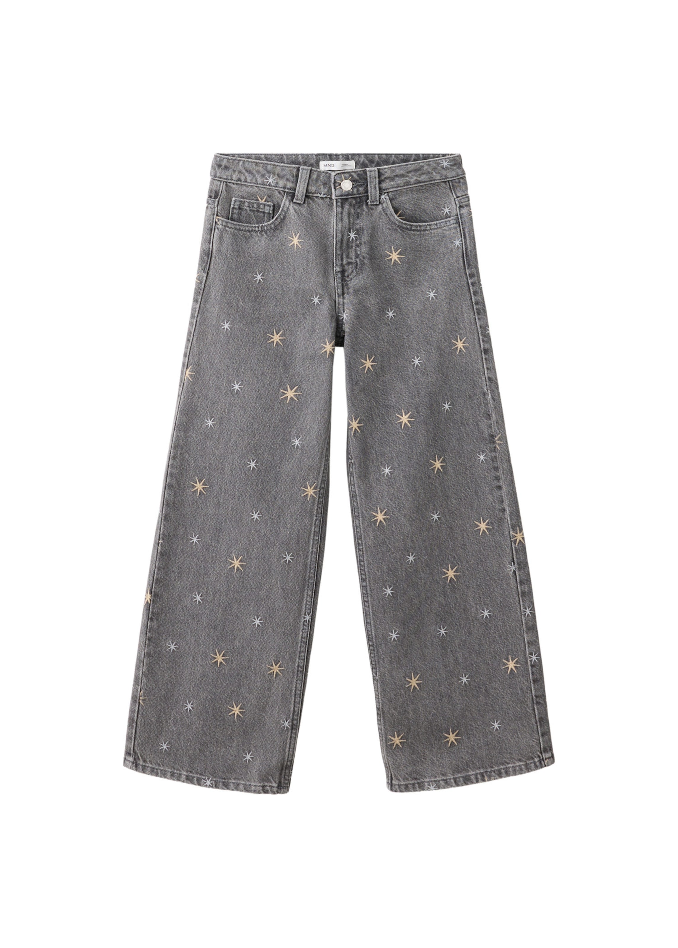 MANGO KIDS Wide leg Jeans 'WIDEB' in Grijs: voorkant