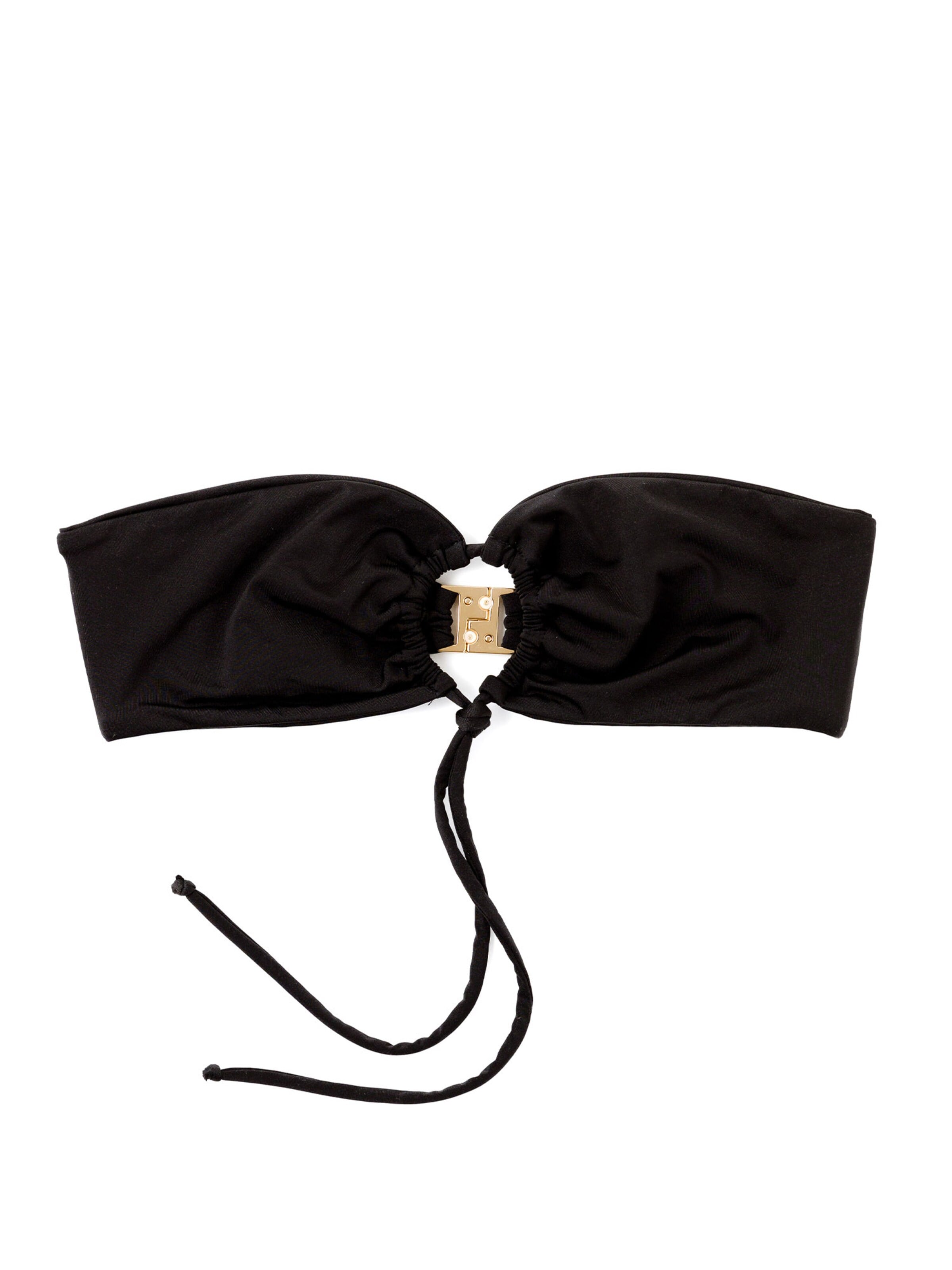 Matia Beachwear Bandeau Bikinitop 'Kim Black Ribbed - Bandeau Bikini Top'‌‌‌‌‌‌‌‌ in Schwarz: Vorderseite