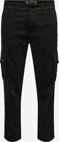 Only & Sons Tapered Cargobroek 'Dean' in Zwart: voorkant