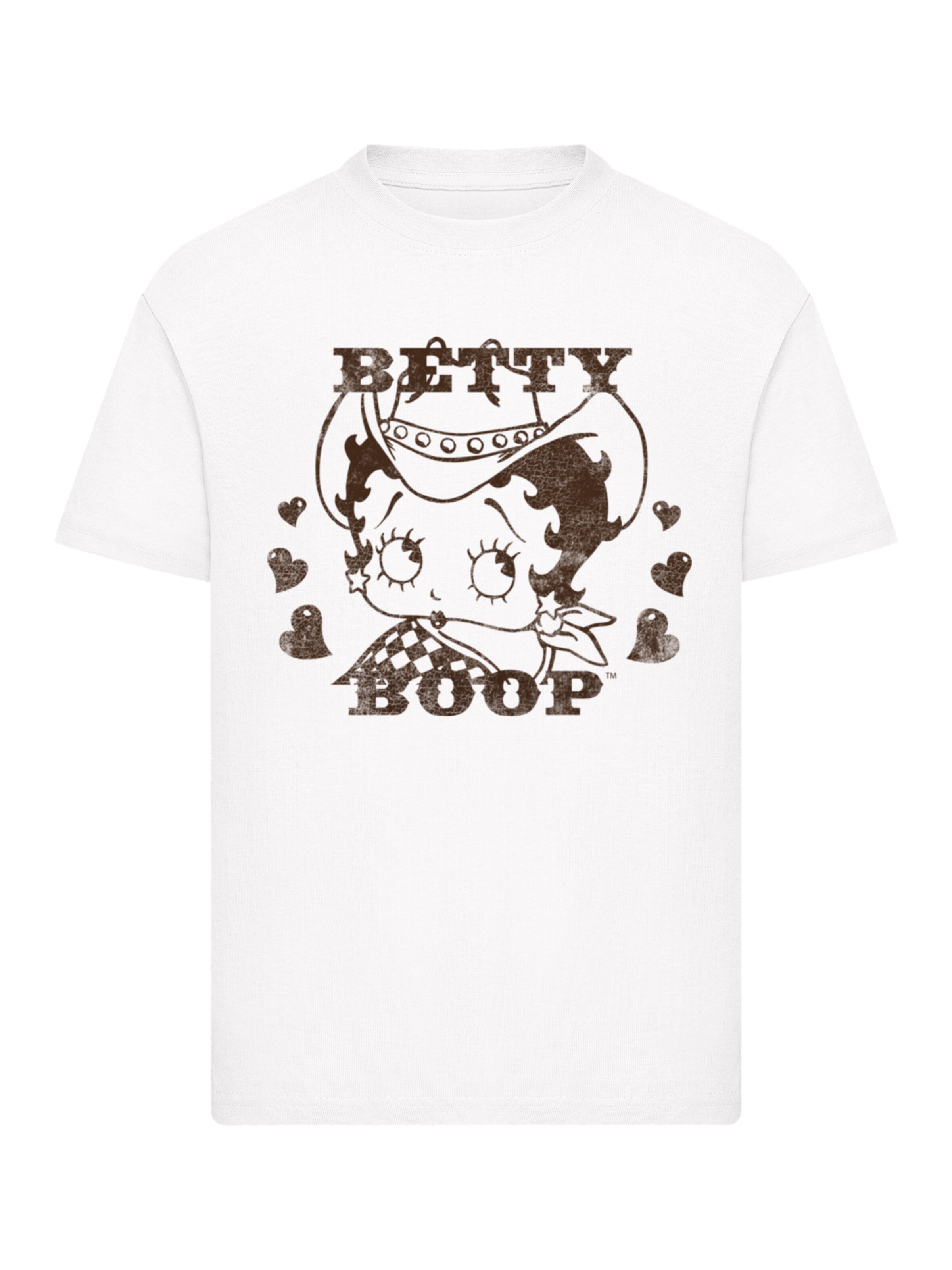 T-Shirt 'Betty Boop Cowgirl' F4NT4STIC en blanc : devant