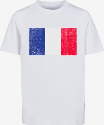 T-Shirt 'France Frankreich Flagge distressed' F4NT4STIC en blanc : devant