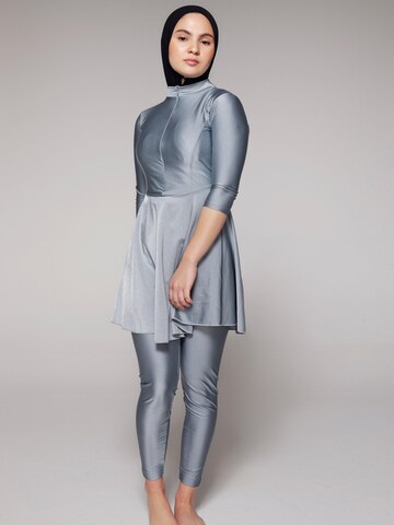 SIYA Swimwear High neck Swimsuit 'East – Burkini/Modest' in Silver: front