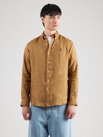 Coupe regular Chemise Polo Ralph Lauren en beige : devant