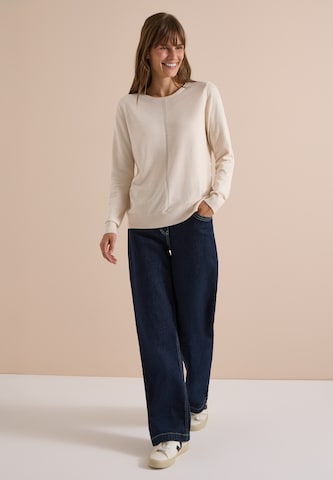 CECIL Basic Pullover mit Rundhals in Unifarbe in Beige