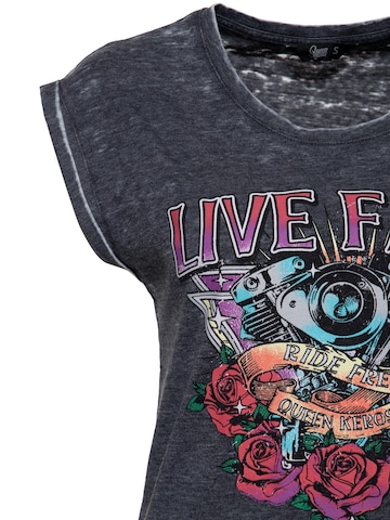 Queen Kerosin Shirt 'Live Fast' in Grey