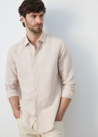 MANGO MAN Regular fit Button Up Shirt 'Rugo' in Beige