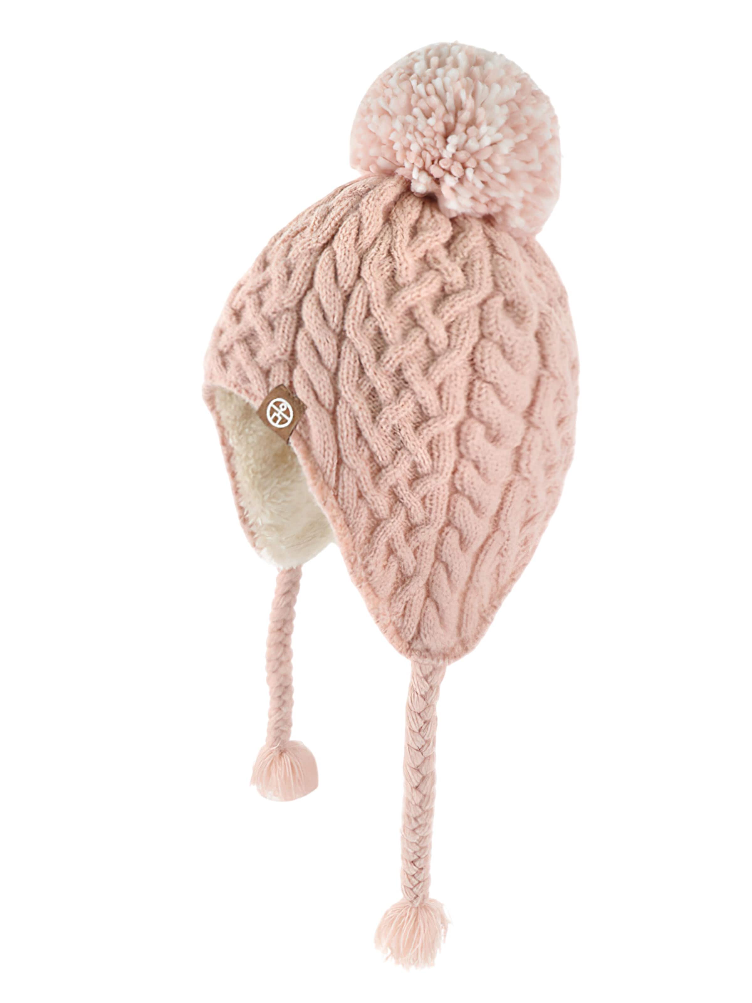Magicshe Beanie 'Kinder Wintermütze mit Bommel, warmem Futter und langem Ohrenschutz' in Pink: front