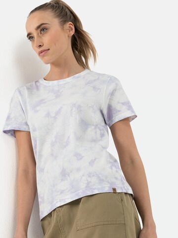 CAMEL ACTIVE Kurzarm T-Shirt mit Batikmuster aus Organic Cotton in Lila