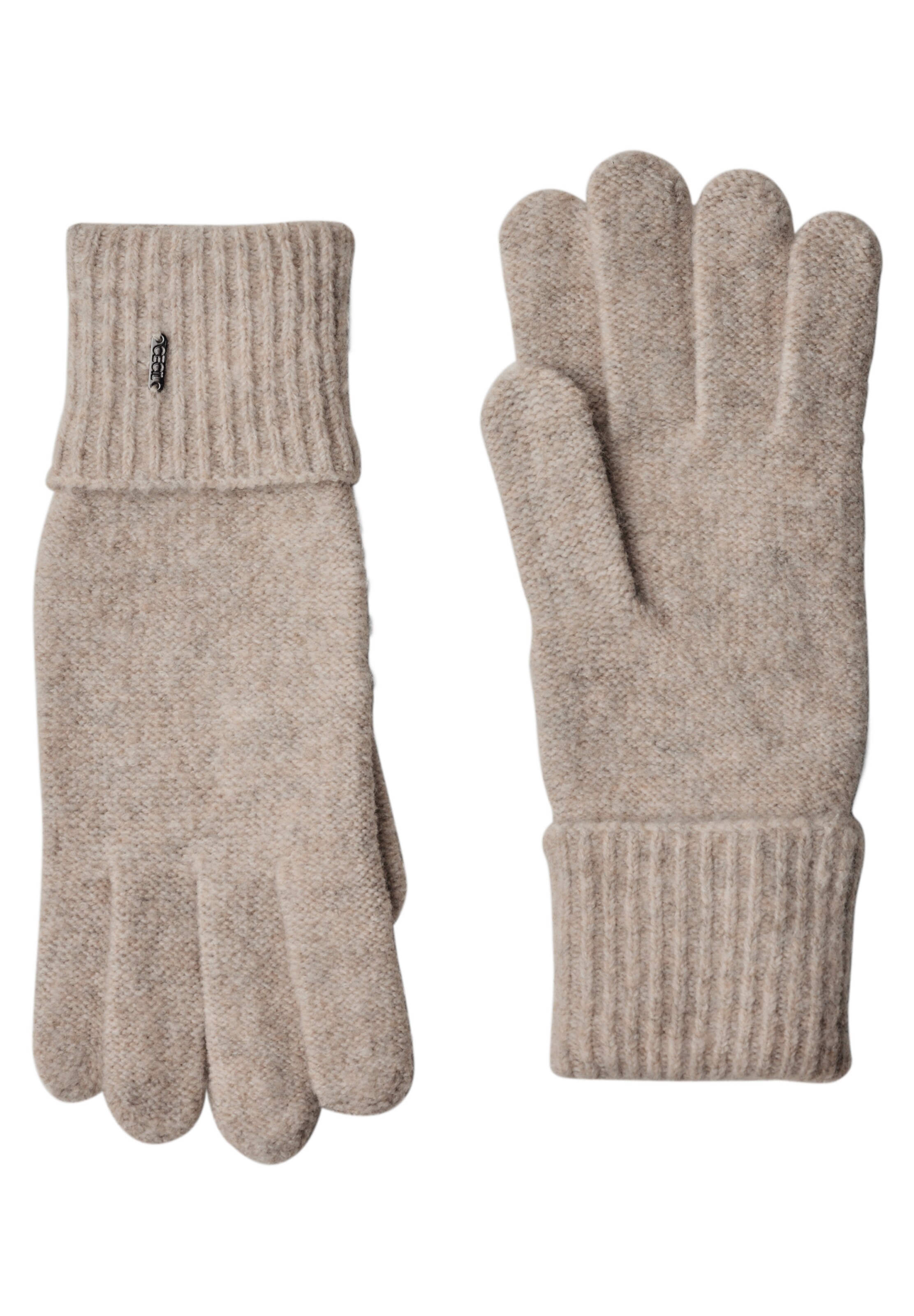 CECIL Full Finger Gloves in Beige: front