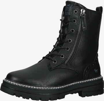 MUSTANG Schnürstiefelette in Schwarz: Vorderseite