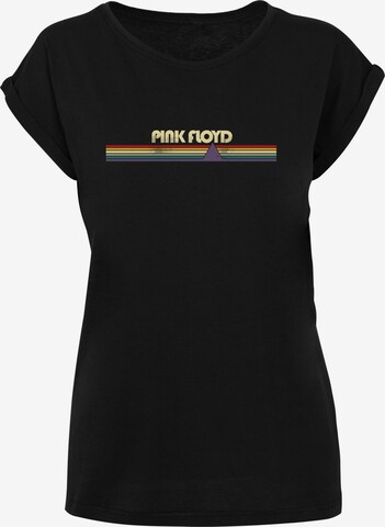 F4NT4STIC Shirt 'Pink Floyd Prism Retro Stripes' in Zwart: voorkant