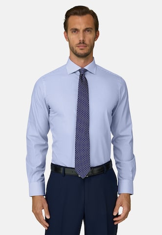 Coupe regular Chemise Boggi Milano en bleu : devant