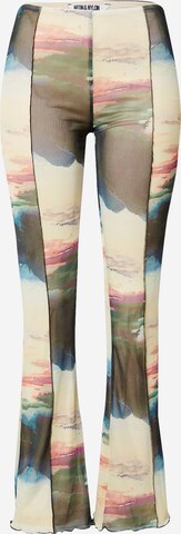 NEON & NYLON Flared Trousers in White: front