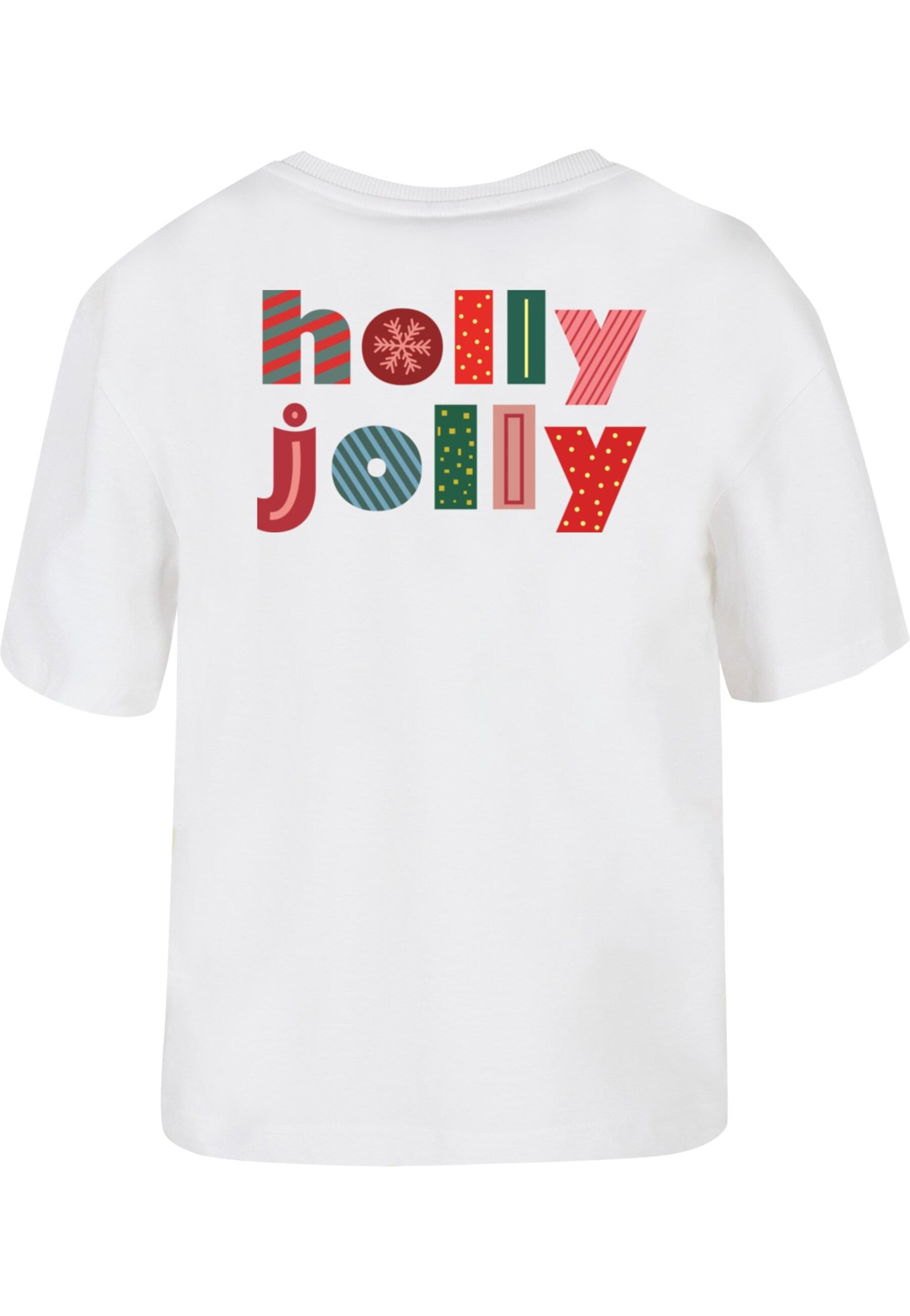 Maglietta 'Christmas Holly Jolly Mood' di Merchcode in bianco