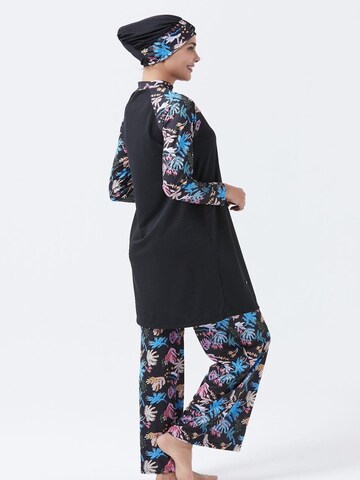 C&City T-shirt Badpakjurk in Zwart