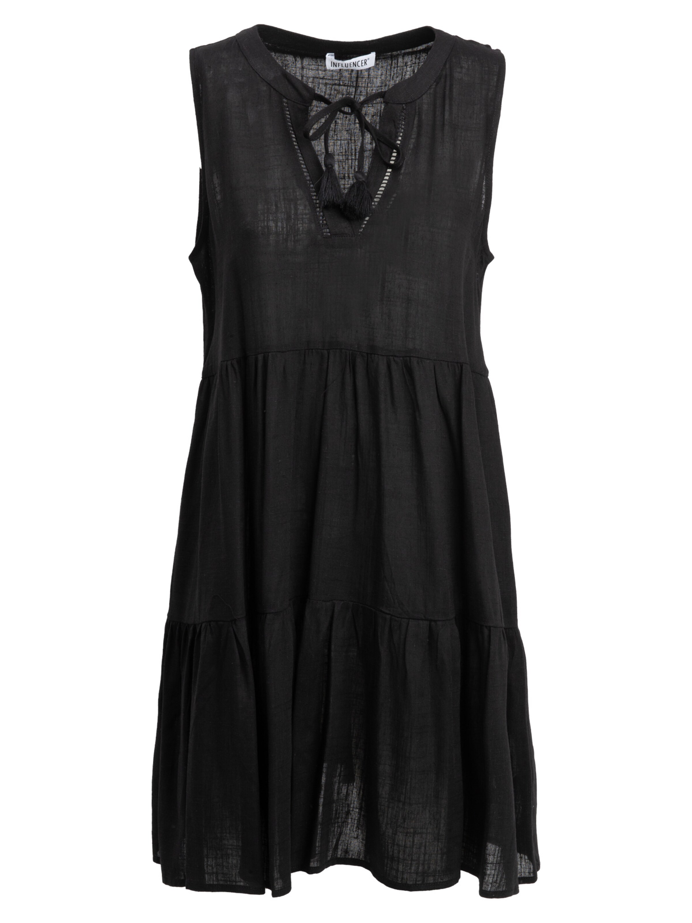 Influencer - Vestido 'Tiered' en negro: frente