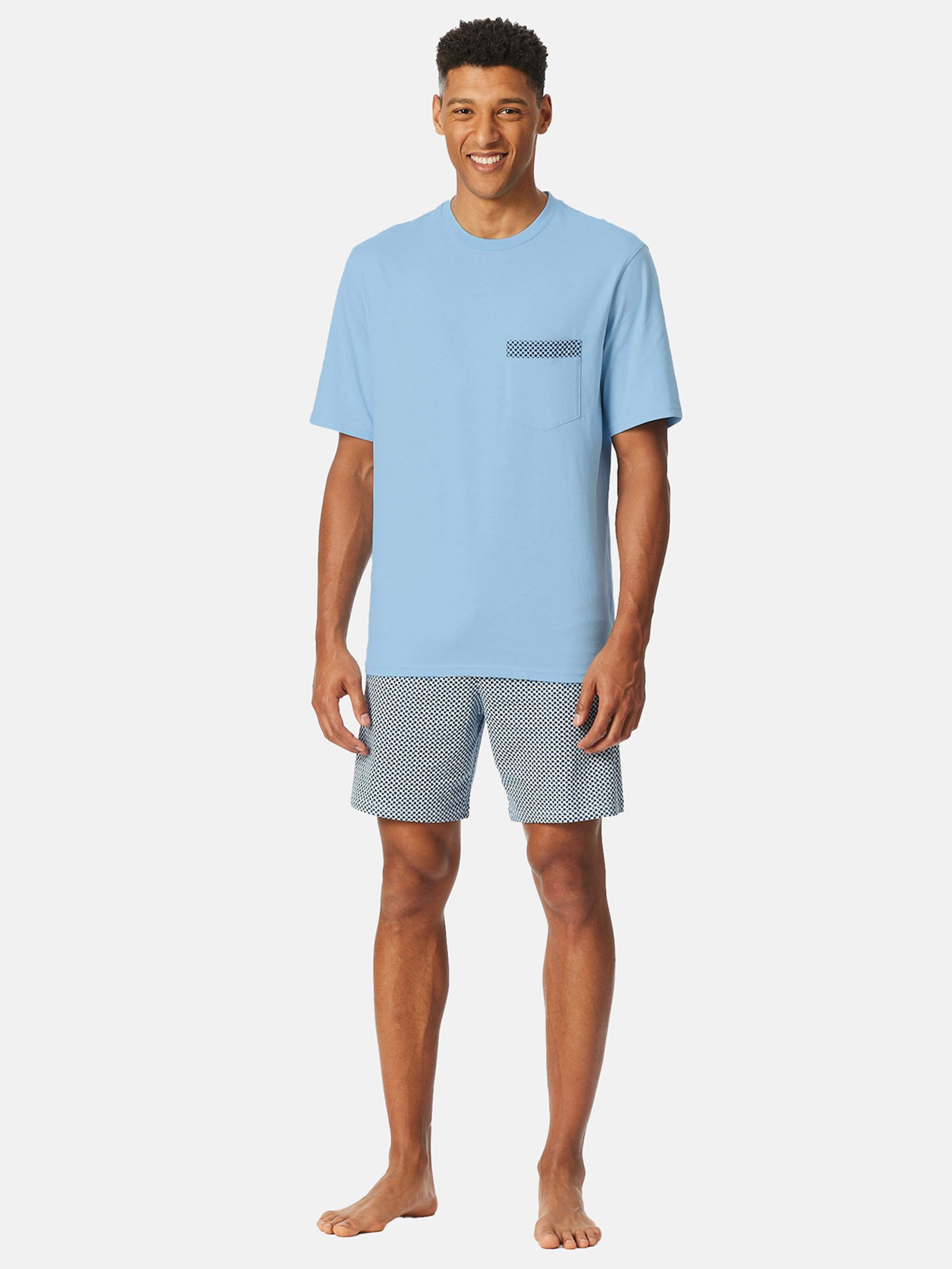 SCHIESSER Pyjama kort 'Comfort Nightwear' in Blauw: voorkant