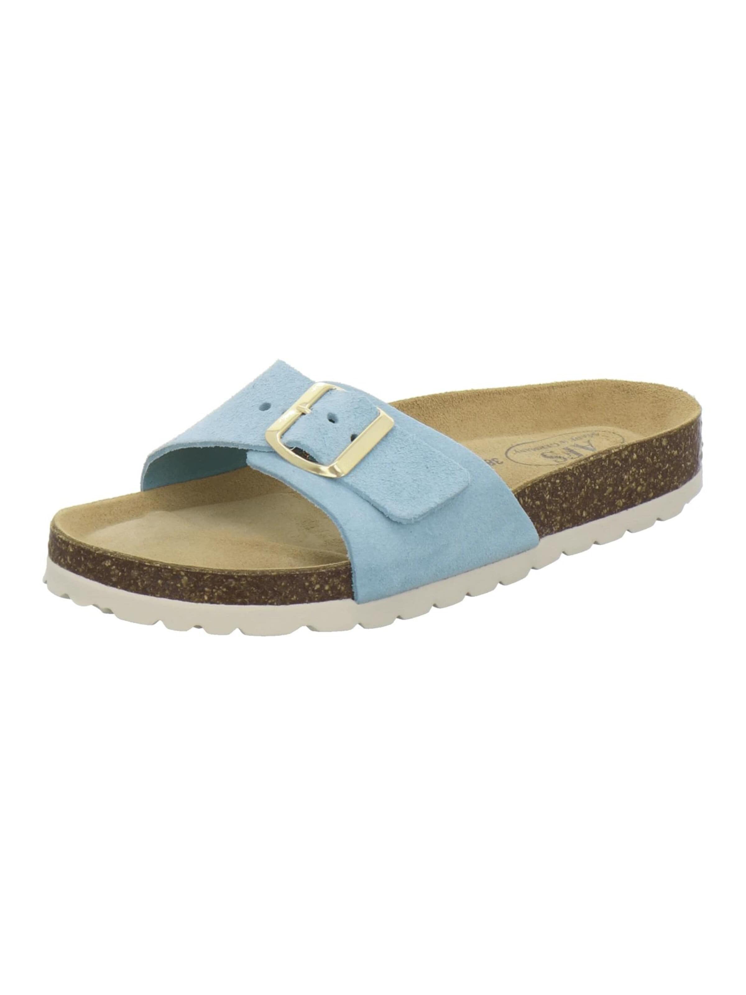 AFS-Schuhe - Zapatos abiertos 'Pantoletten Damen Einschnaller hellblau' en azul: frente