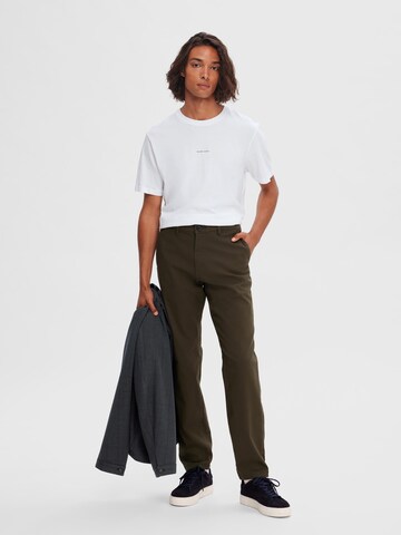 Coupe slim Pantalon chino 'Miles Flex' SELECTED HOMME en vert