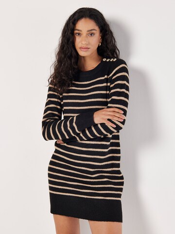 Apricot Knitted dress in Black: front