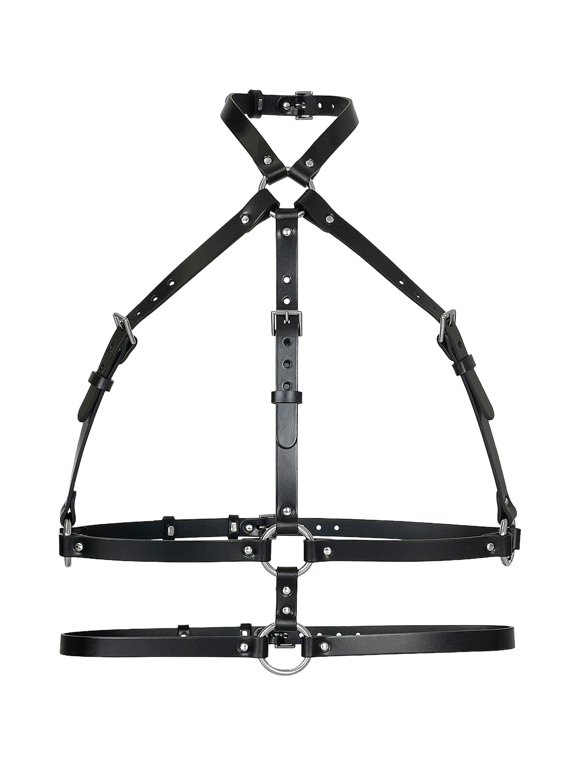 Haute Cuir Belt 'Double Belt Chest Harness' in Black: front