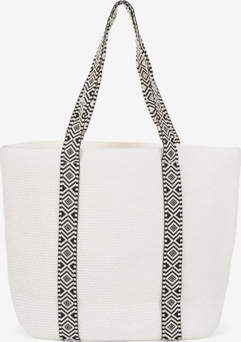 styleBREAKER Strandtasche 'Papierstroh Strandtasche Azteken Muster' in Weiß: Vorderseite