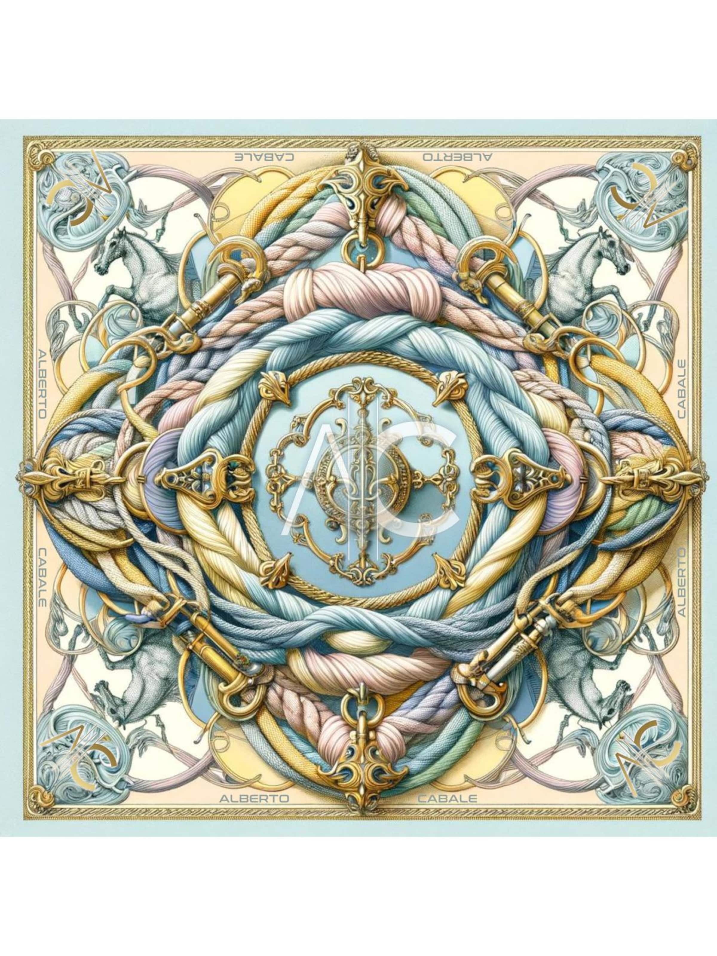 alberto cabale Scarf 'Grand carré de soie Spring Rope Zoé' in Blue: front