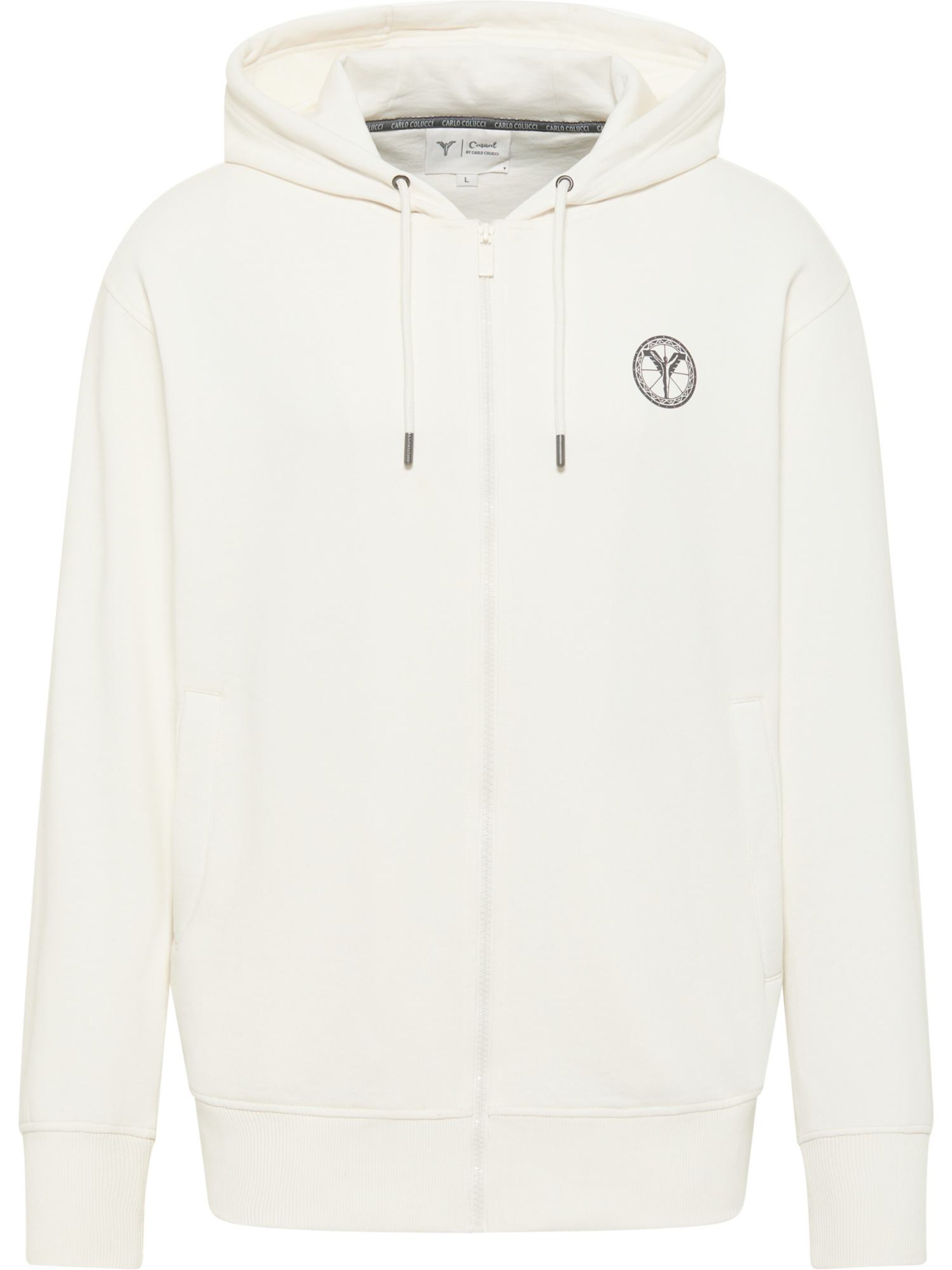 Carlo Colucci Sweatvest ' Dender ' in Wit: voorkant