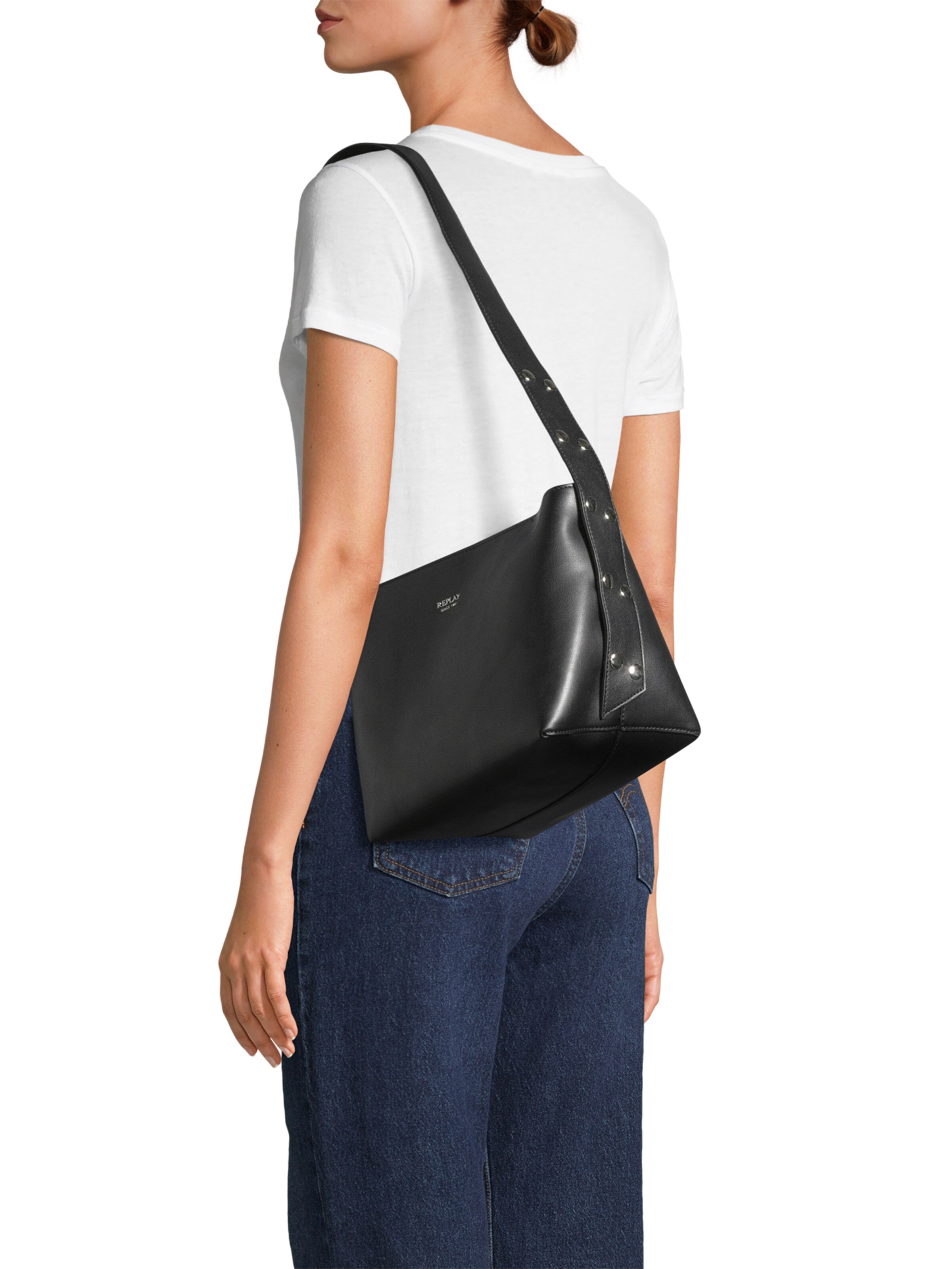 REPLAY Õlakott, värv must: eest vaates