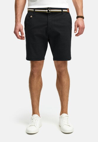 INDICODE JEANS Regular Trousers 'Thews' in Black: front