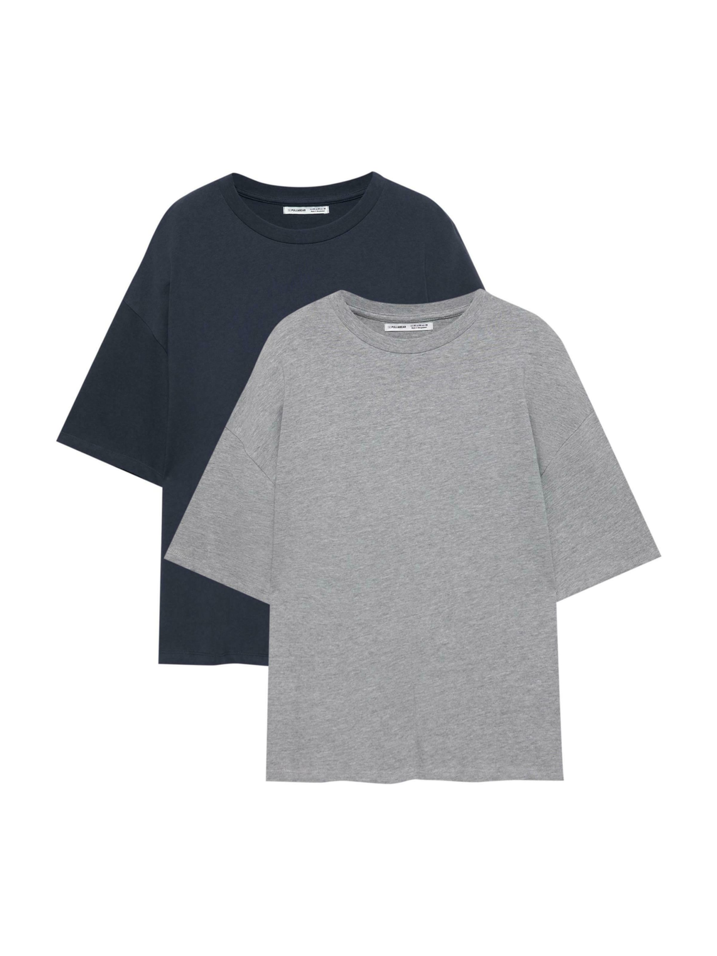 Pull&Bear Oversized Shirt in XS in Navy / mottled grey, Item view