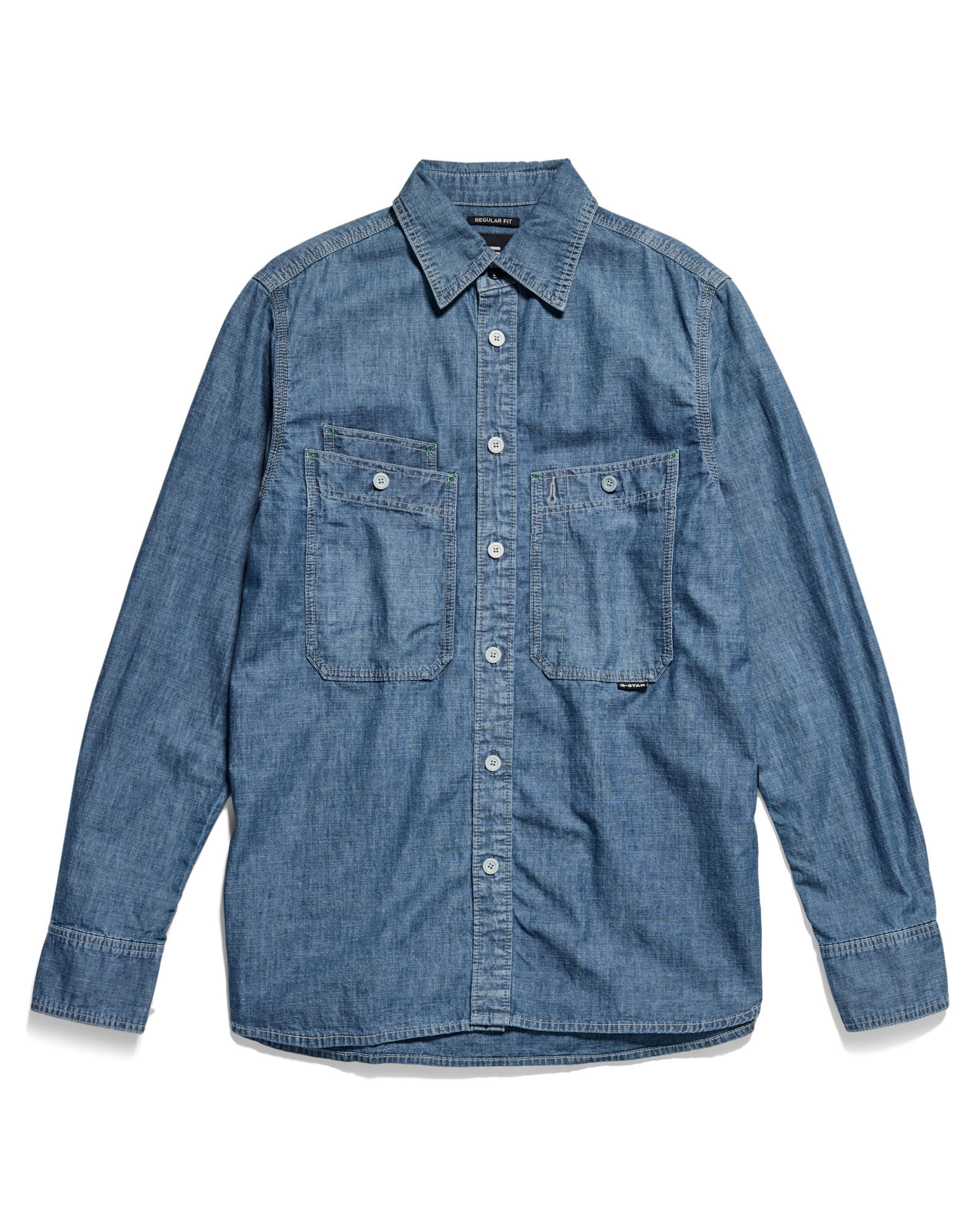G-STAR Rovný strih Košeľa 'Nimes' - Modrá: predná strana