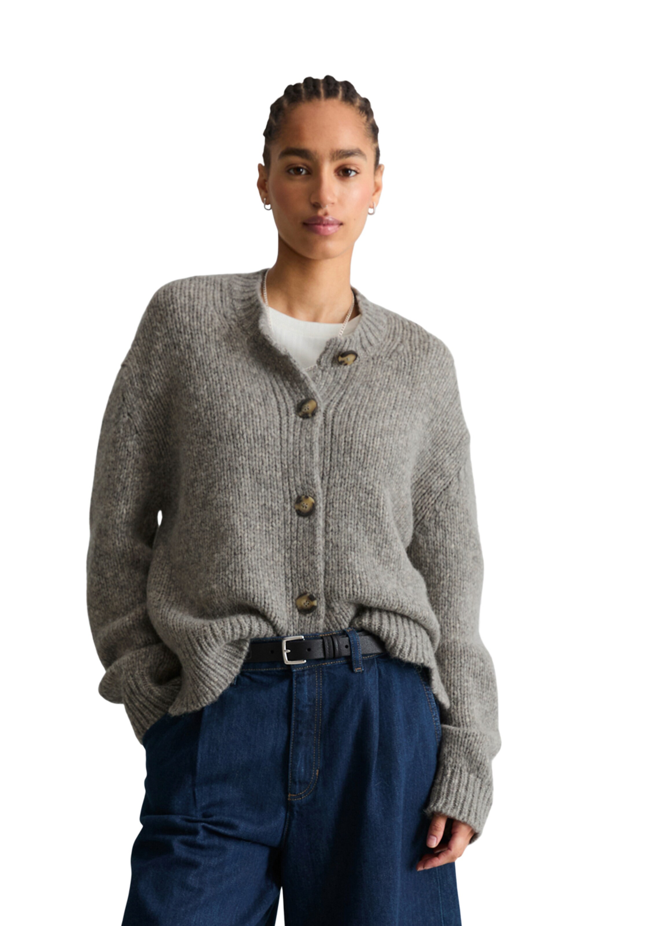 Marc O'Polo DENIM Strickjacke in Grau: Vorderseite