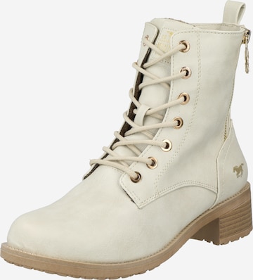 MUSTANG Lace-Up Ankle Boots in Beige: front