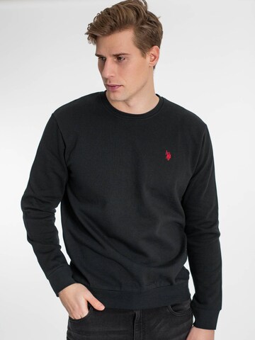 U.S. POLO ASSN. Sweatshirt 'Adler' in Zwart: voorkant