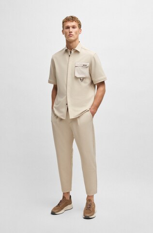 BOSS Regular fit Button Up Shirt in Beige