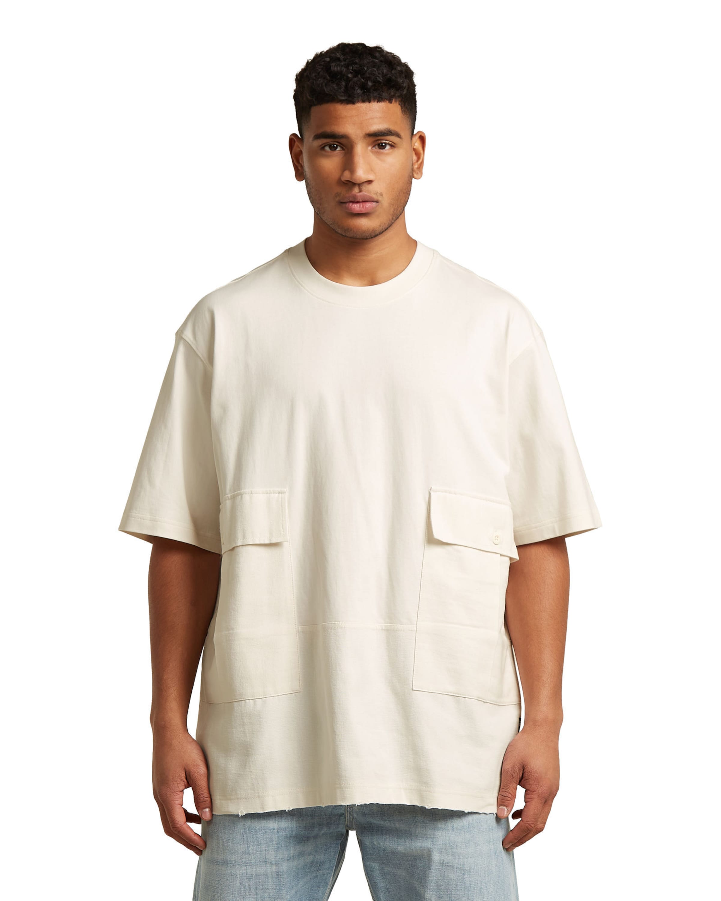 G-STAR Shirt 'Utility Fabric Mix T-Shirt' in Wit: voorkant