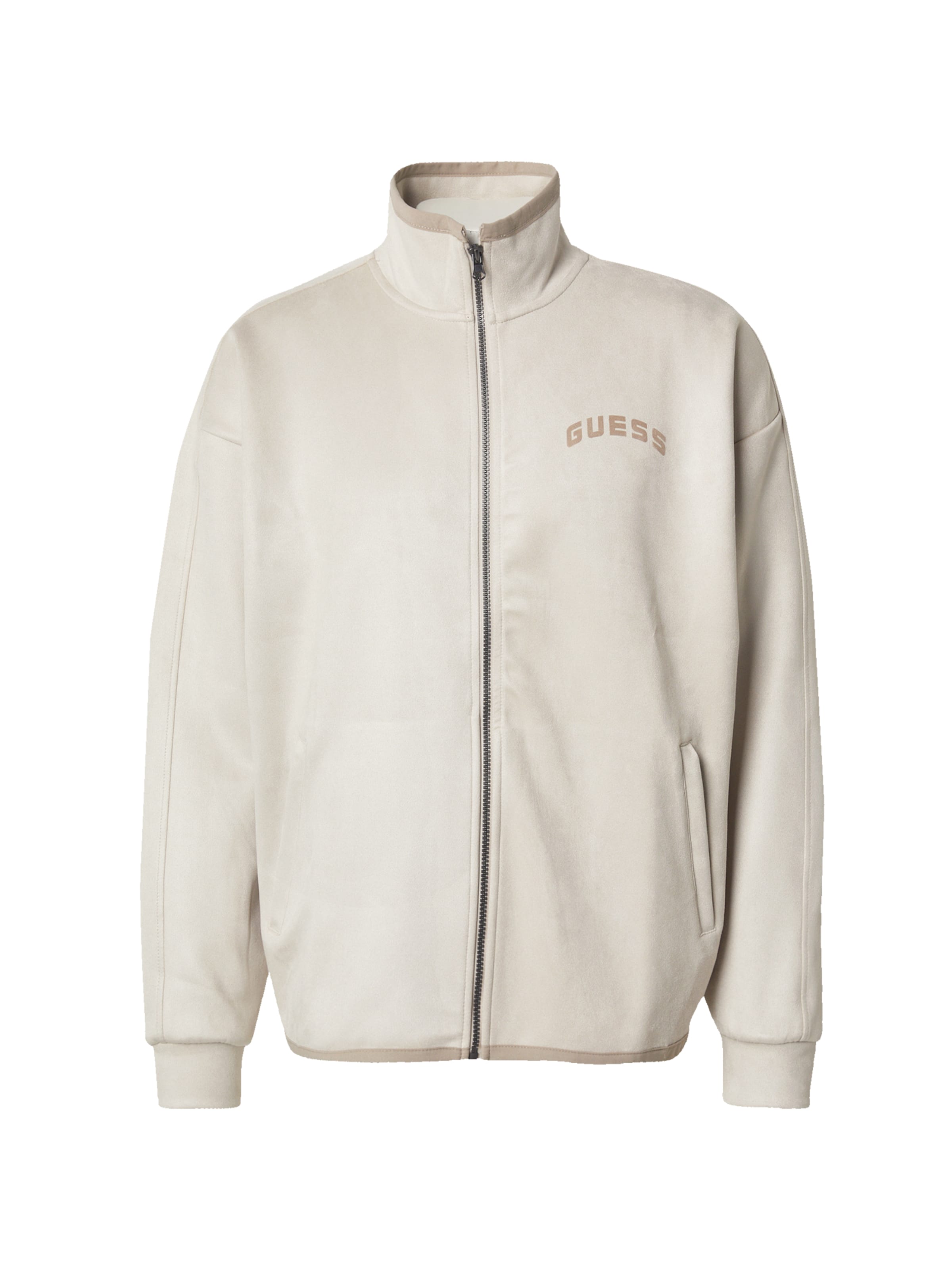 GUESS Αθλητική ζακέτα φούτερ 'Shiro' σε μπεζ: μπροστά