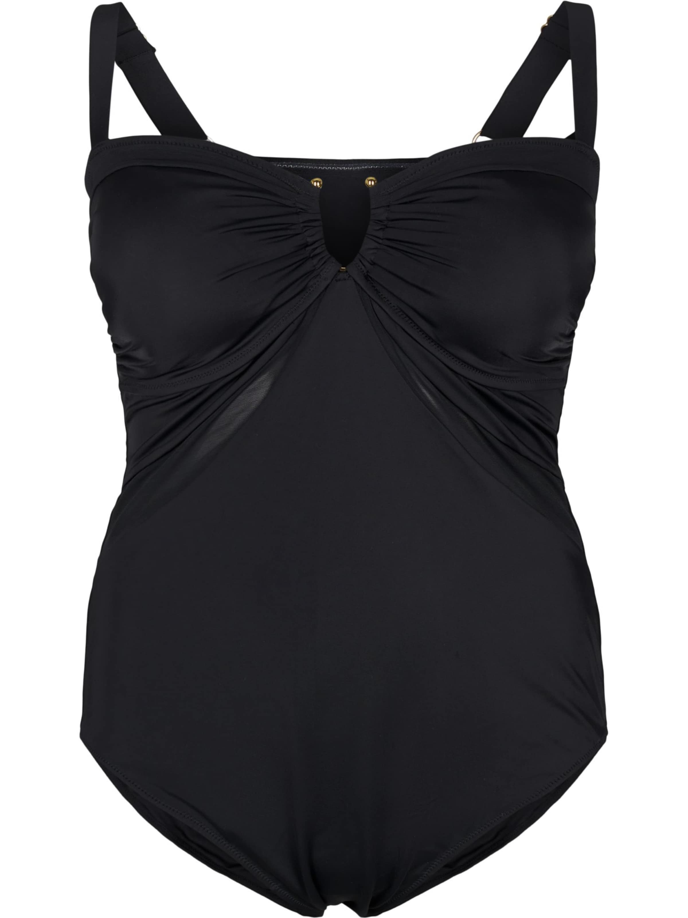 Balconette Costum de baie întreg 'SLine' de la Swim by Zizzi pe negru: față