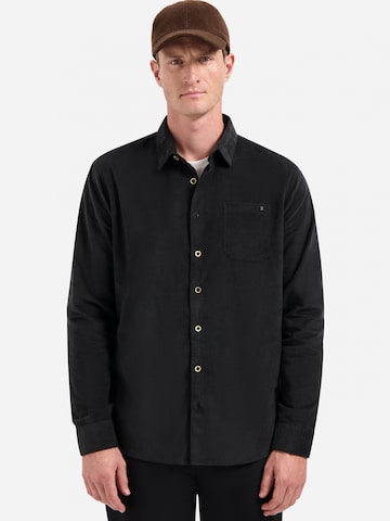 No Excess Regular Fit Hemd in Schwarz: Vorderseite