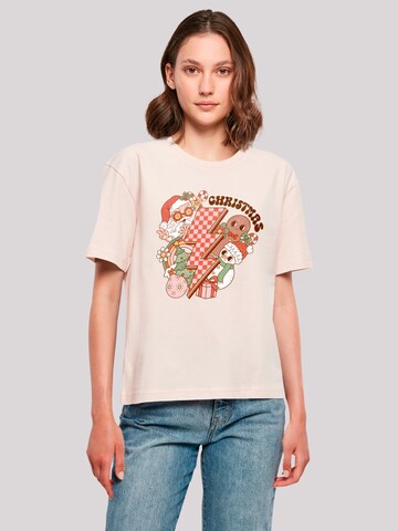 F4NT4STIC Shirt 'Groovy Christmas Flash' in Beige: voorkant