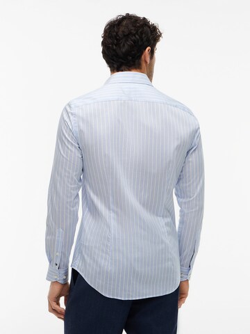 Coupe slim Chemise 'New York Label Flex Collar' TOMMY HILFIGER en bleu