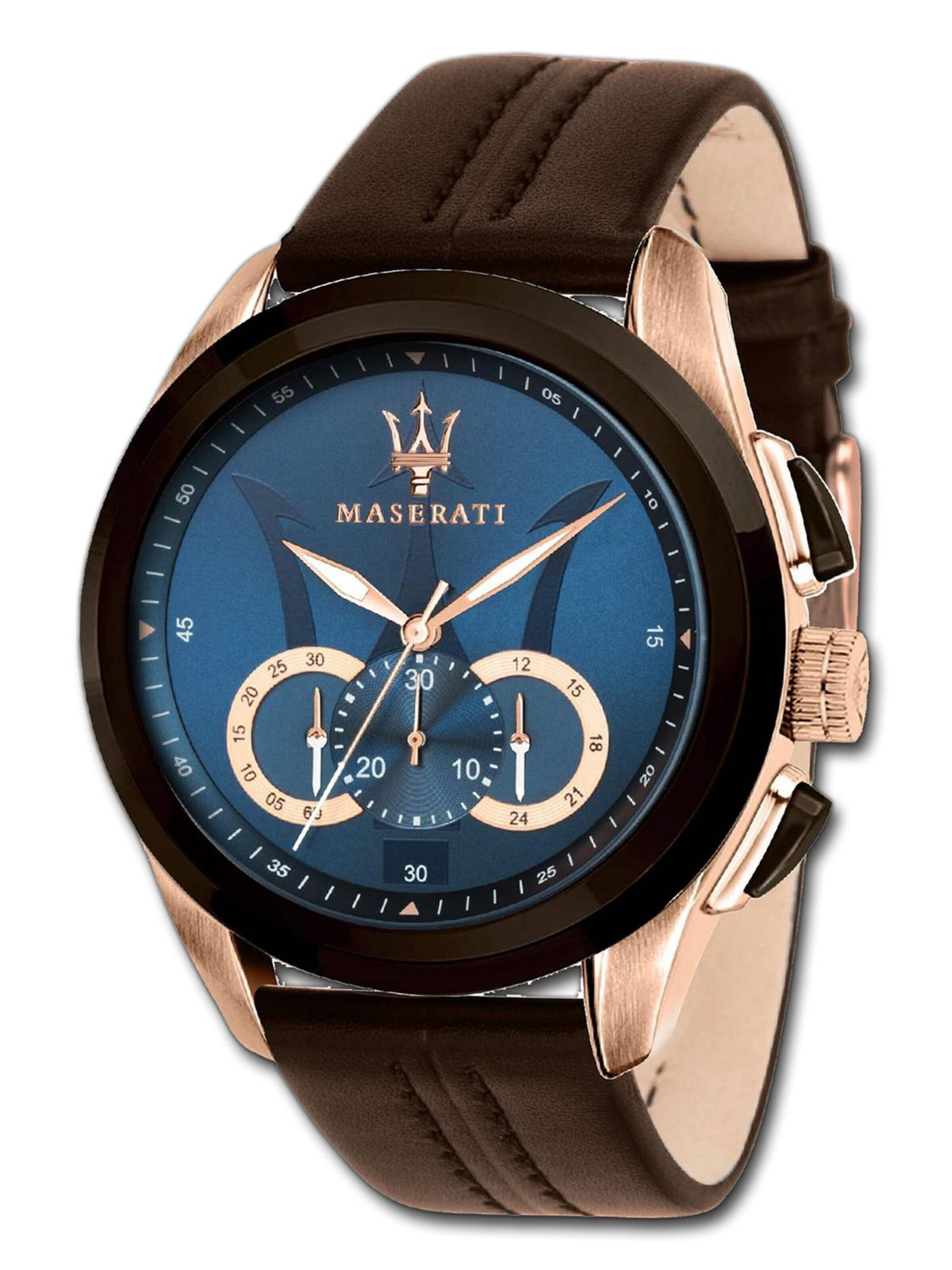Montre à affichage analogique Maserati en marron : devant