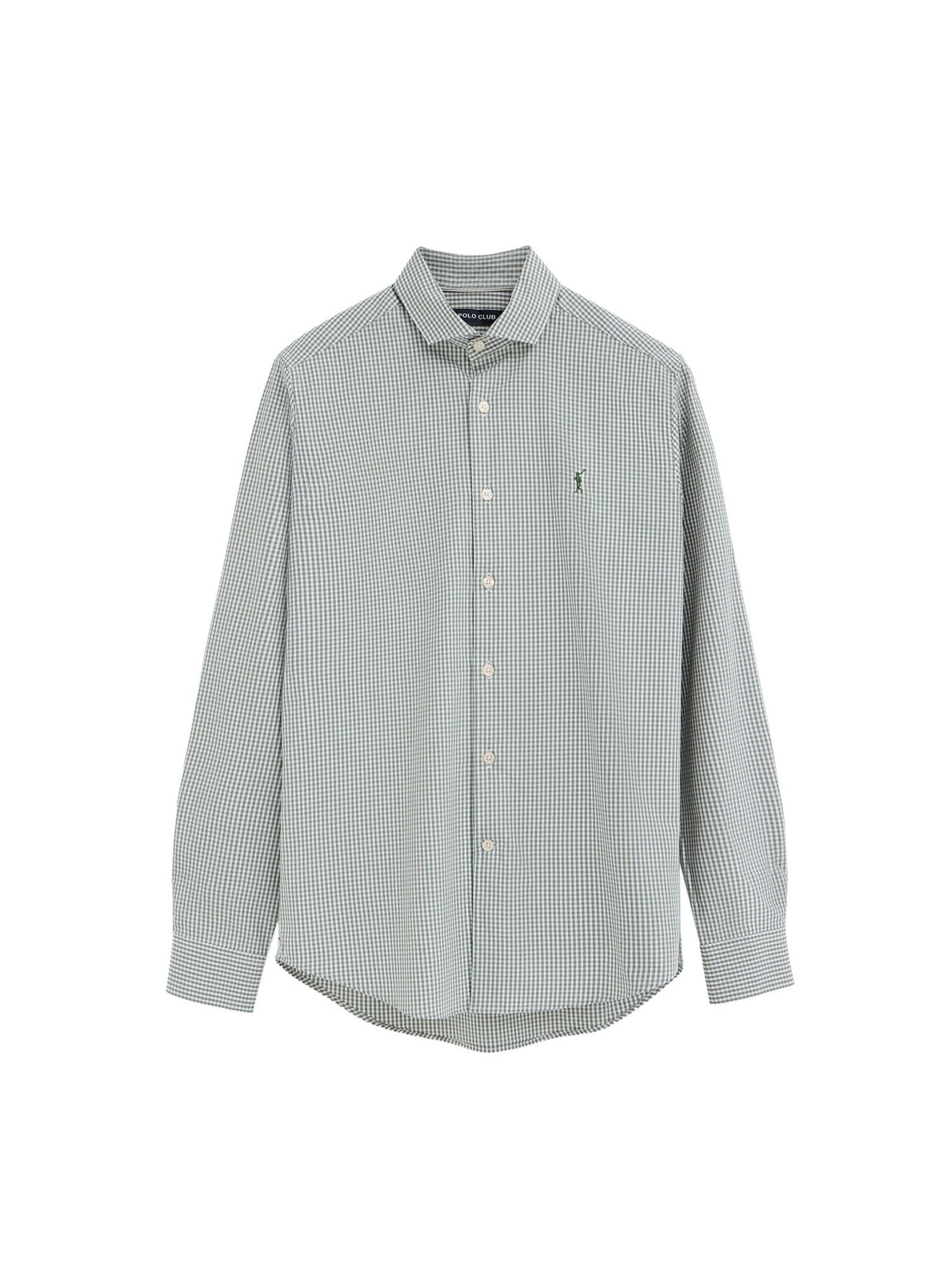 Polo Club Button Up Shirt in Green / White, Item view