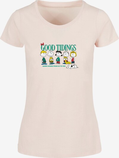 Merchcode T-Shirt 'Peanuts Good Tidings' in creme / blau / gelb / grün, Produktansicht