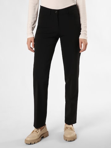 Cambio Regular Pleated Pants in Black: front