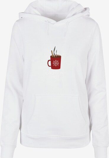 Merchcode Sweatshirt 'Caution Hot' in braun / rot / weiß, Produktansicht