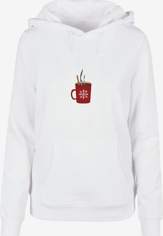 Merchcode Sweatshirt 'Caution Hot' in White: front